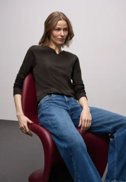 Basic shirt met geribbelde textuur