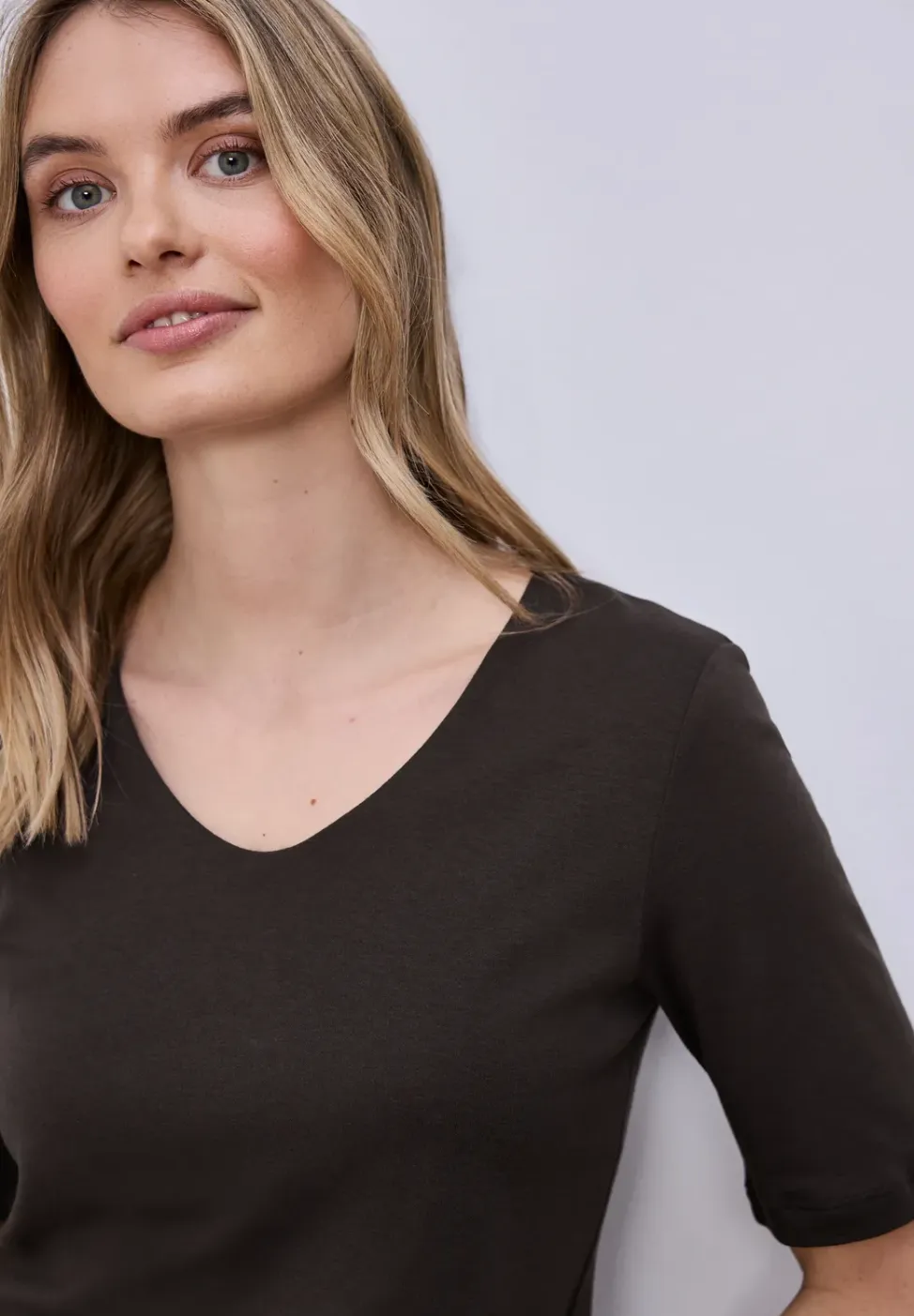 Basic Shirt met ondoorzichtige voorkant