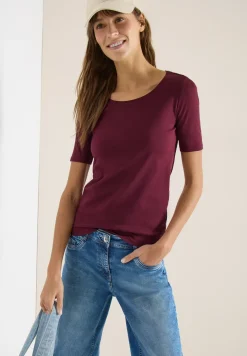 Basic Shirt met ronde hals in effen kleur