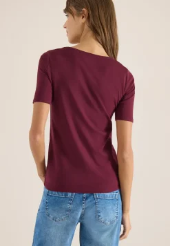 Basic Shirt met ronde hals in effen kleur