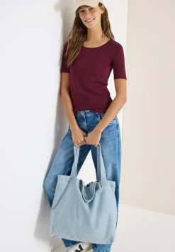 Basic Shirt met ronde hals in effen kleur