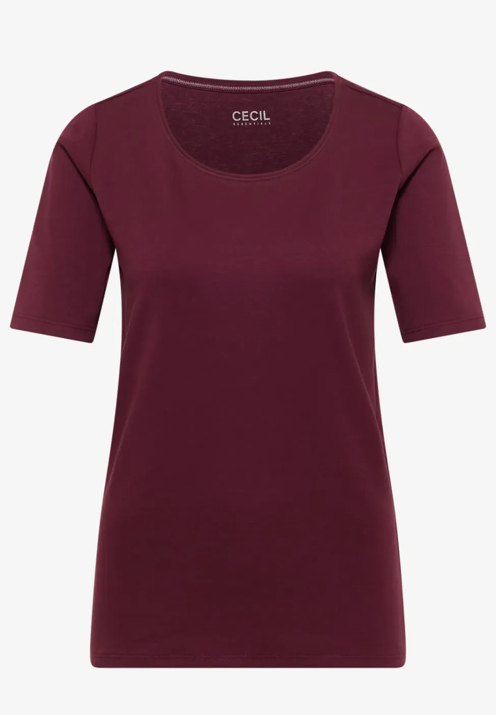 Basic Shirt met ronde hals in effen kleur