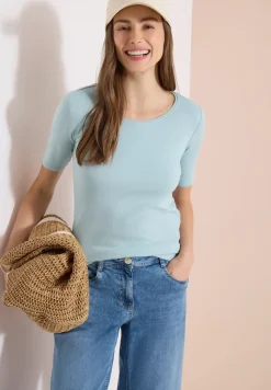 Basic Shirt met ronde hals in effen kleur