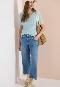 Basic Shirt met ronde hals in effen kleur