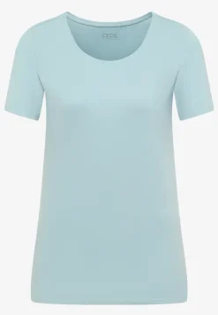 Basic Shirt met ronde hals in effen kleur