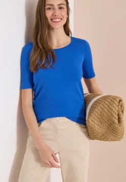 Basic Shirt met ronde hals in effen kleur