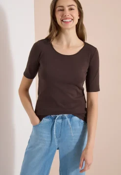 Basic Shirt met ronde hals in effen kleur