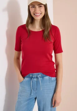 Basic Shirt met ronde hals in effen kleur