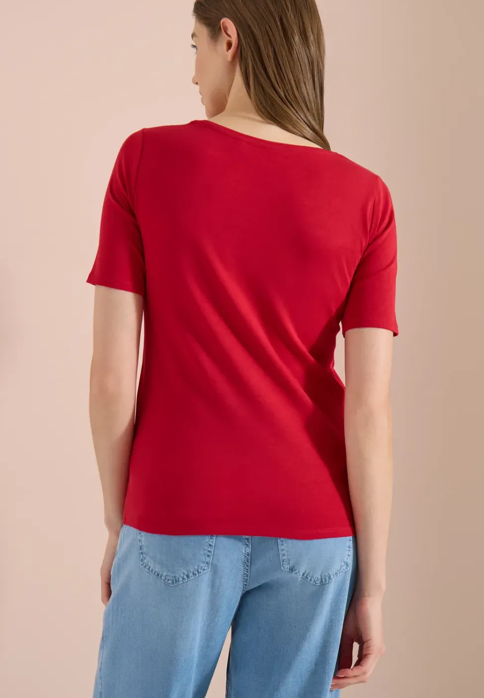 Basic Shirt met ronde hals in effen kleur