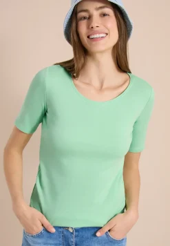 Basic Shirt met ronde hals in effen kleur