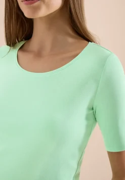 Basic Shirt met ronde hals in effen kleur