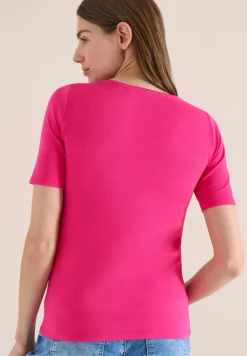 Basic Shirt met ronde hals in effen kleur