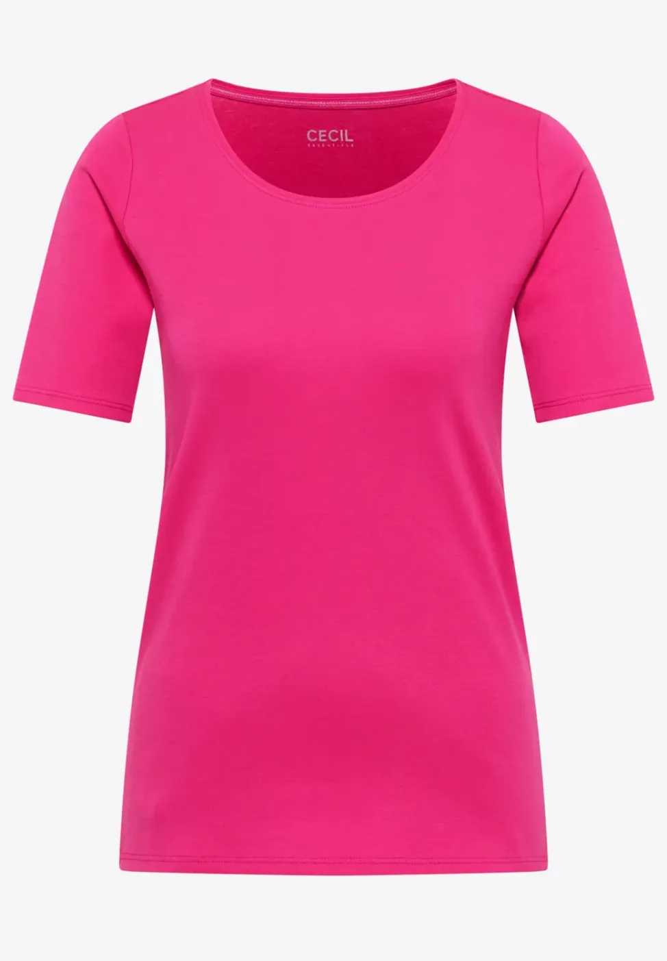 Basic Shirt met ronde hals in effen kleur