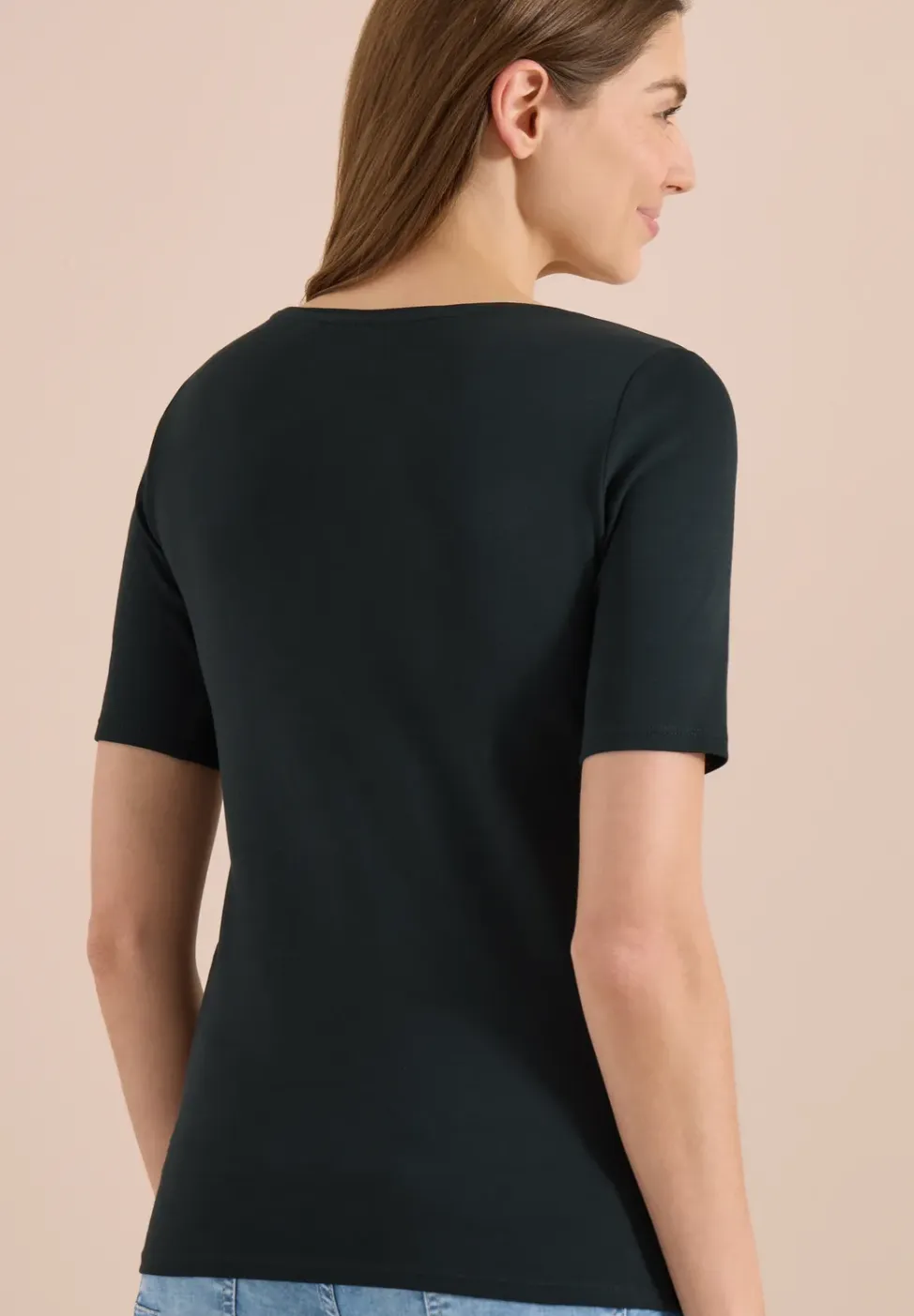Basic Shirt met ronde hals in effen kleur