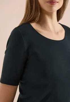Basic Shirt met ronde hals in effen kleur