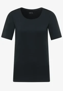 Basic Shirt met ronde hals in effen kleur