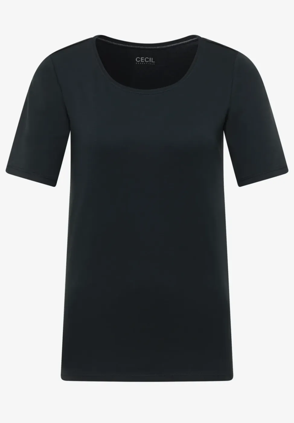 Basic Shirt met ronde hals in effen kleur