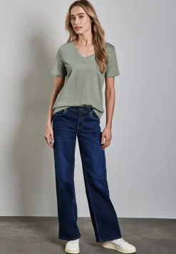 Basic shirt met V-hals