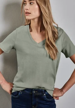 Basic shirt met V-hals