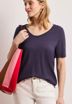 Basic Shirt met V-hals in effen kleur