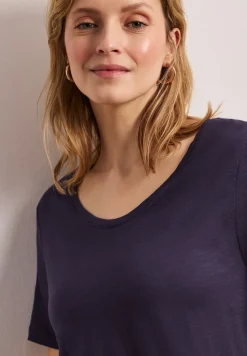 Basic Shirt met V-hals in effen kleur