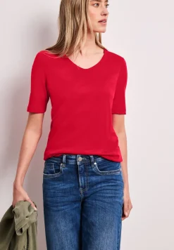 Basic Shirt met V-hals in effen kleur