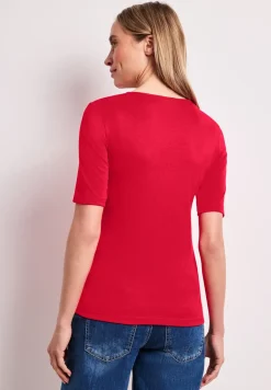 Basic Shirt met V-hals in effen kleur
