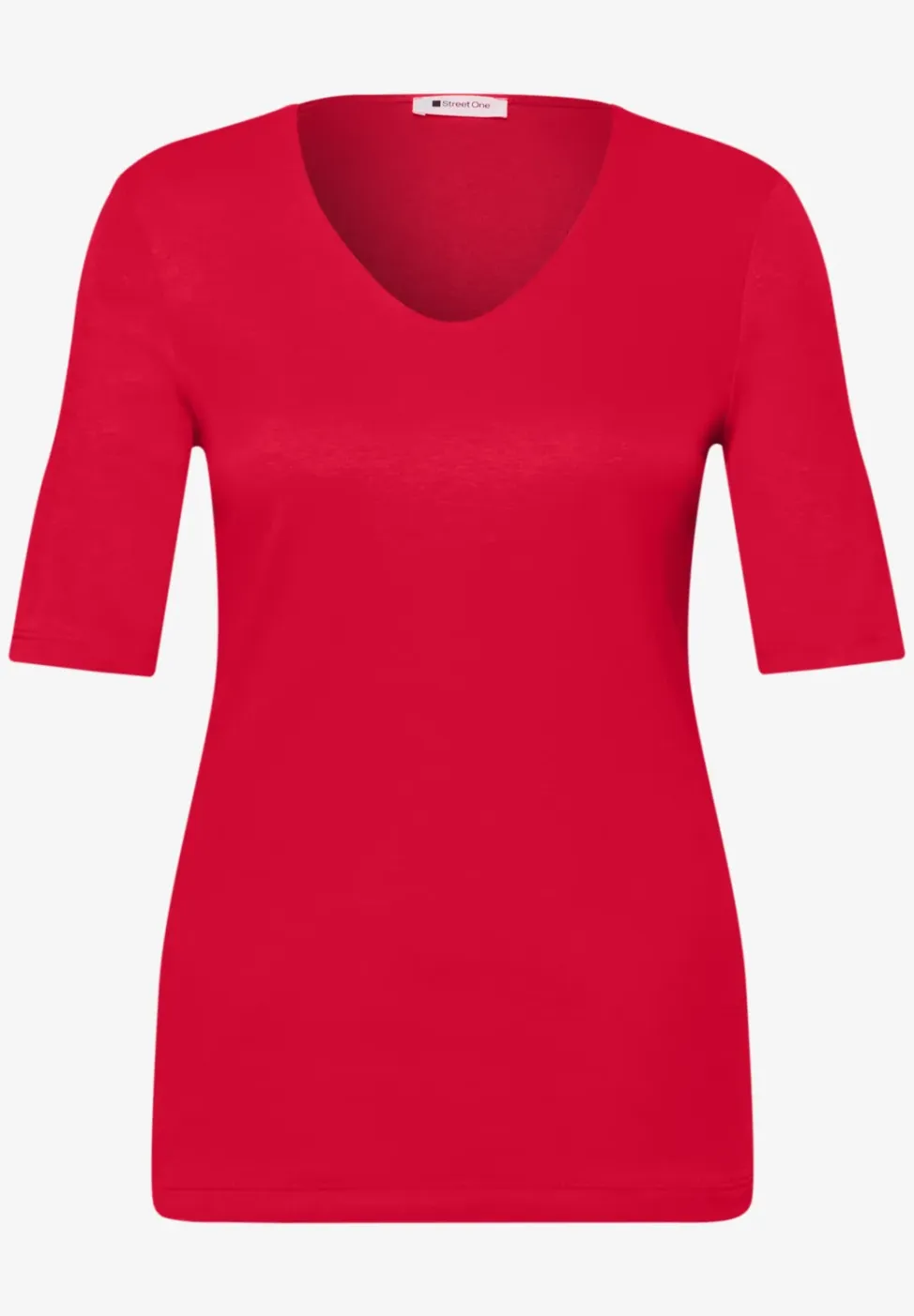 Basic Shirt met V-hals in effen kleur