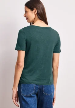 Basic Shirt met V-hals in effen kleur