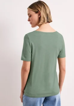 Basic Shirt met V-hals in effen kleur