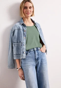 Basic Shirt met V-hals in effen kleur