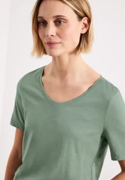 Basic Shirt met V-hals in effen kleur