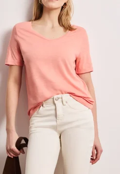 Basic Shirt met V-hals in effen kleur