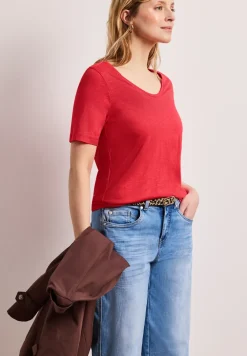 Basic Shirt met V-hals in effen kleur