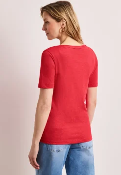 Basic Shirt met V-hals in effen kleur