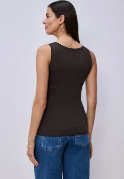 Basic top met ronde hals in effen kleur