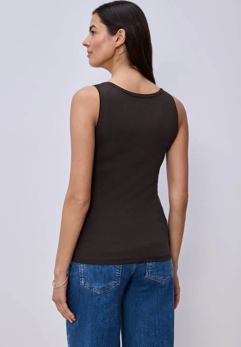 Basic top met ronde hals in effen kleur