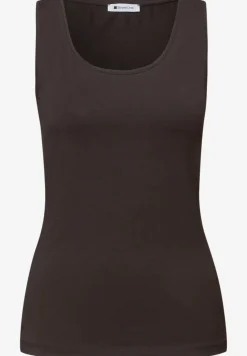 Basic top met ronde hals in effen kleur