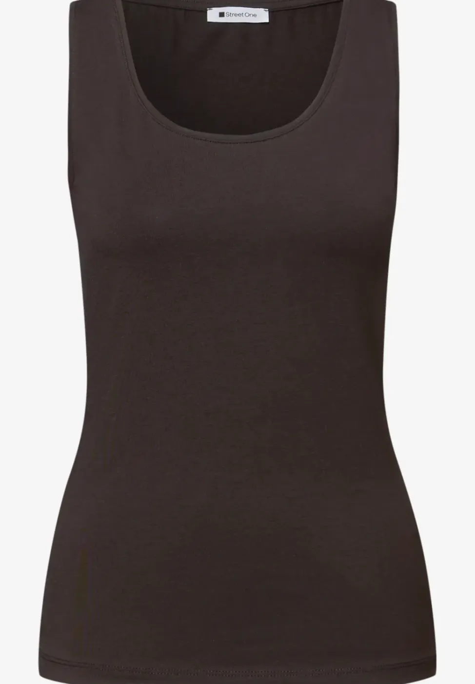Basic top met ronde hals in effen kleur