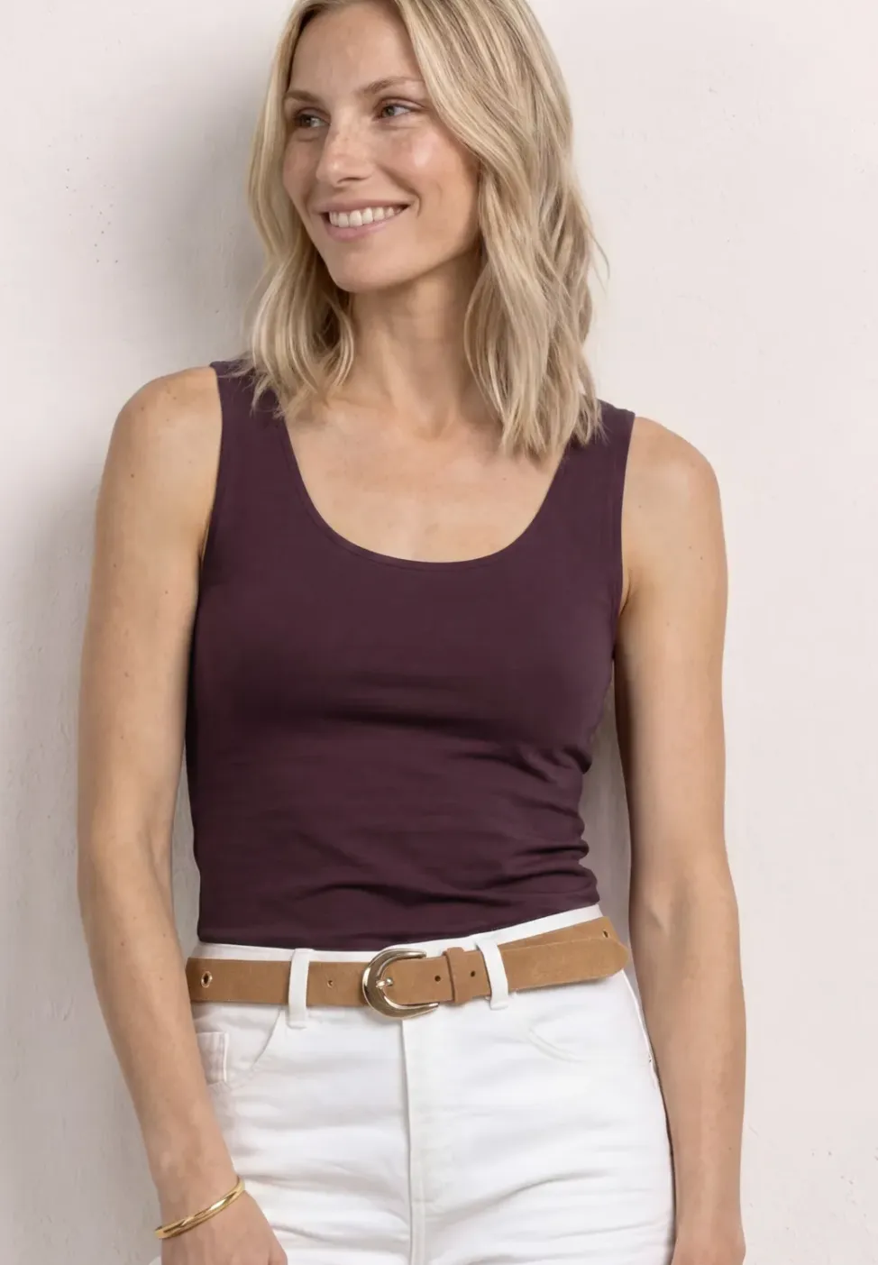 Basic top met ronde hals in jersey