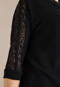 Batwing shirt met mesh