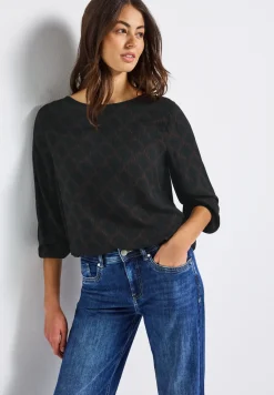 Bedrukte blouse met elastische zoom