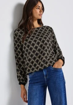 Bedrukte blouse met elastische zoom