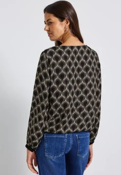 Bedrukte blouse met elastische zoom