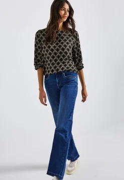 Bedrukte blouse met elastische zoom