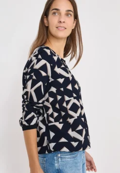 Bedrukte blouse met getapete manchetten