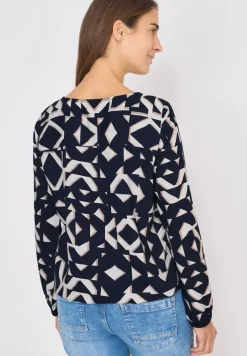 Bedrukte blouse met getapete manchetten