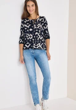Bedrukte blouse met getapete manchetten