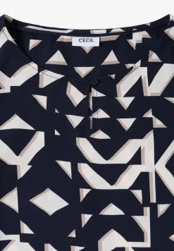Bedrukte blouse met getapete manchetten