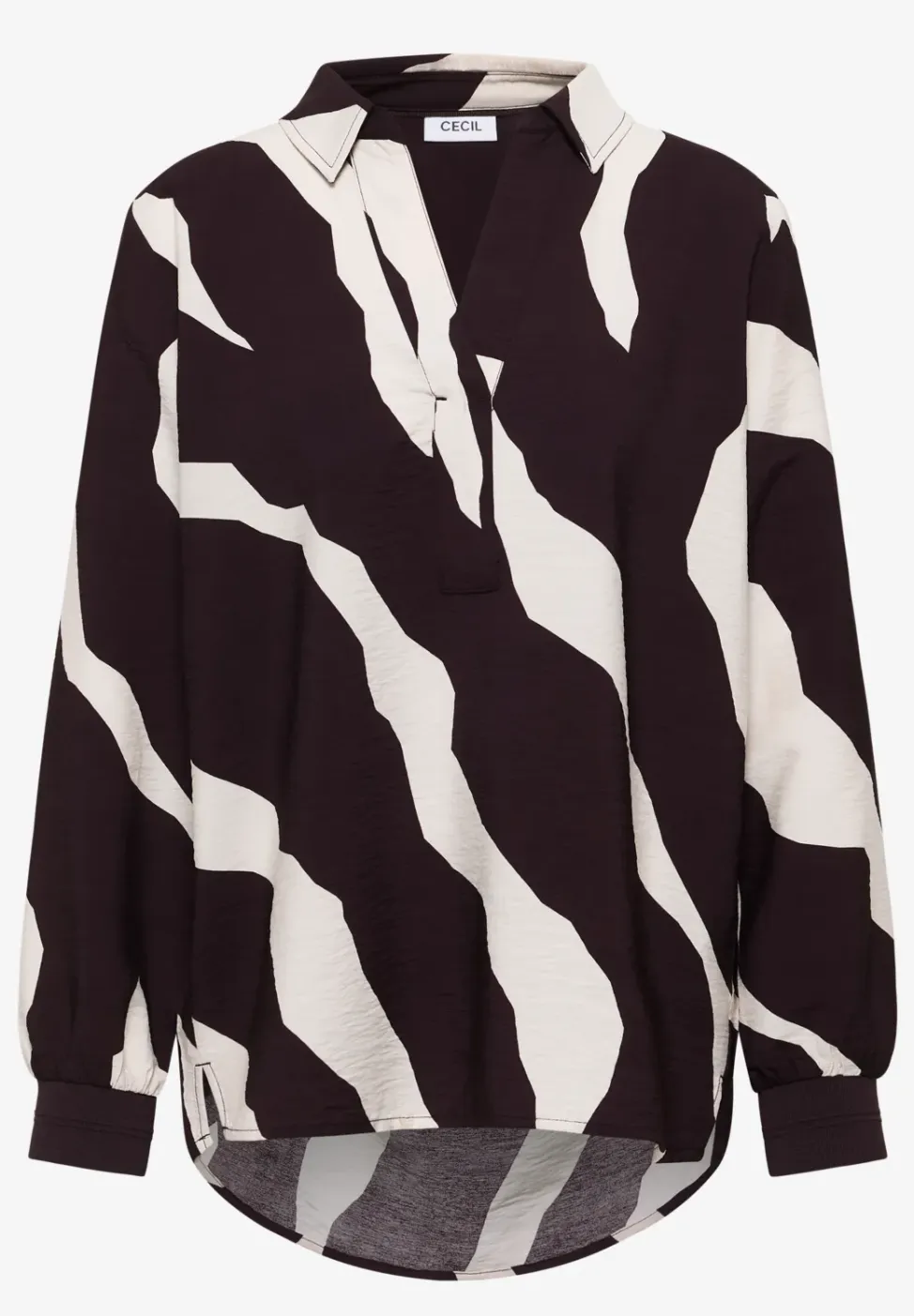 Bedrukte blouse met getapete manchetten